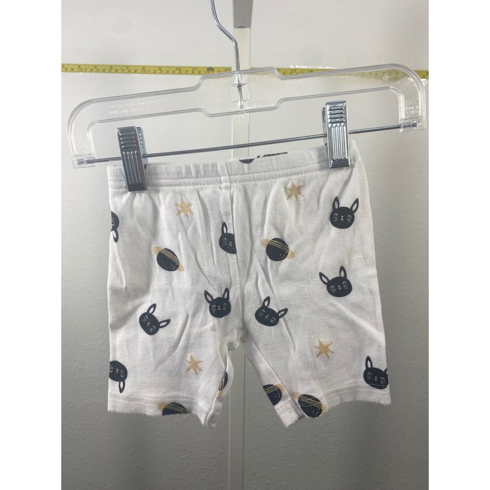 Carters Baby Shorts 18M White Space Cat Planet Star Print Cotton Pajama Bottoms